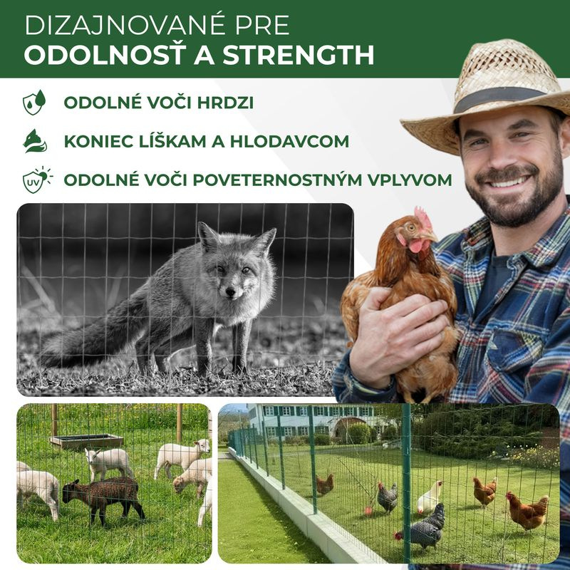 Pletivo EUROPLAST 1, 1600/100x50/2,20 mm, zelené, RAL 6005, Zn+PVC, ohradové, bal. 25 m 3