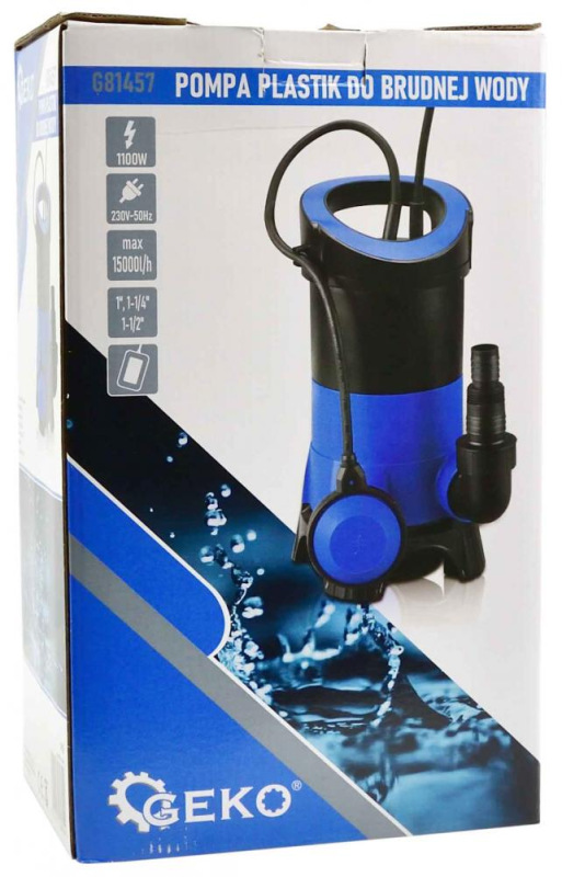 Čerpadlo kalové s plavákom 230 V/50 Hz, 15.000 l/h, 1100 W, hrdlo 1", GEKO 2