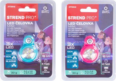 Čelovka Strend Pro Headlight, LED, 15 lm, mini, ružová/modrá, Sellbox 8 ks