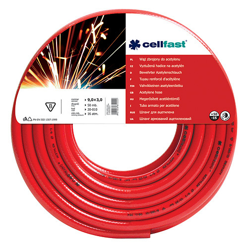 X Hadica Cellfast 20-010, Acetylene 9,0x3,0 mm, L-50 m