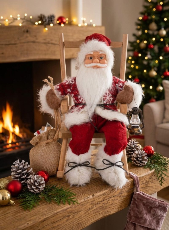 Dekorácia MagicHome Vianoce, Santa, sediaci, 46 cm 1