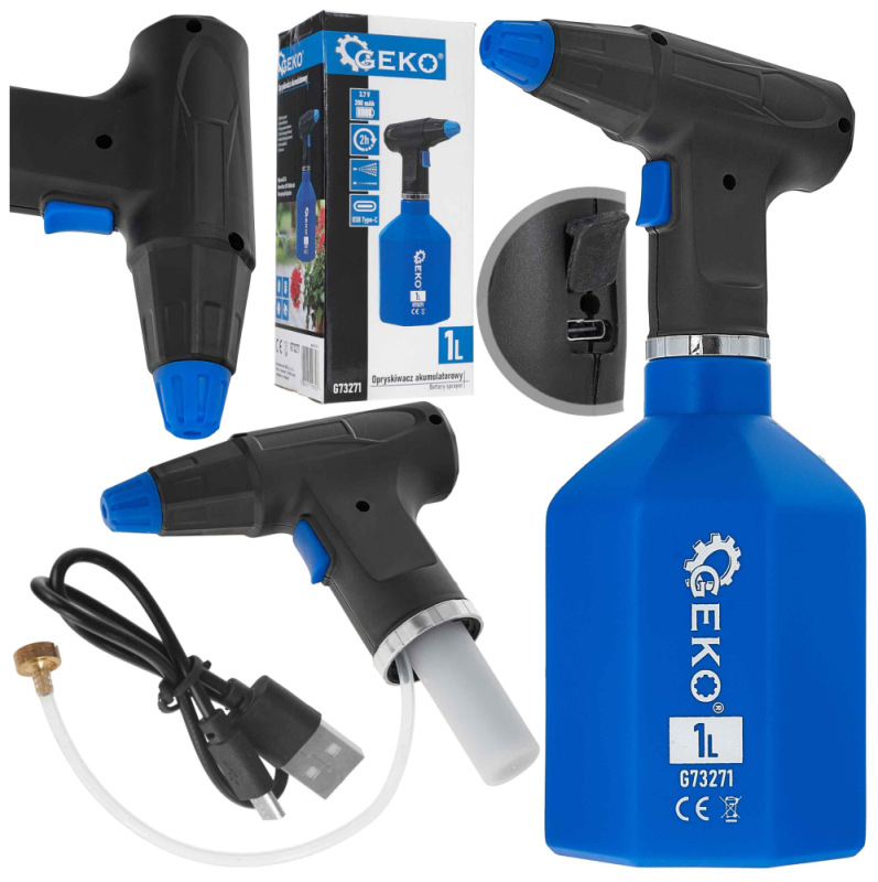 Postrekovač akumulátorový 1 litrový, akumulátor 3.7V / 2000mAh, svetlo modrý, GEKO