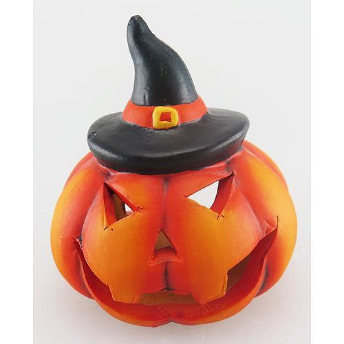 Dekorácia MagicHome Nature, Tekvica svietniková s klobúkom, terakota, 11 cm