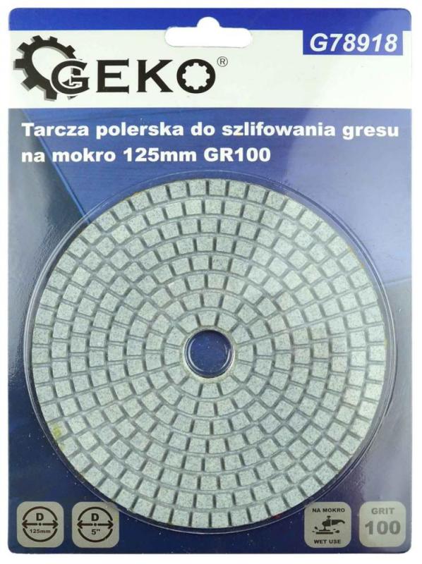 Brúsny diamantový kotúč 125 mm, zrno 100 suchý zips, brúsenie na mokro, GEKO 2