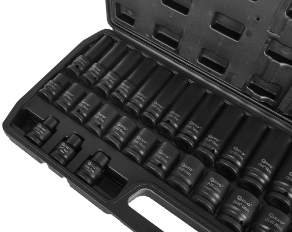 Sada 1/2" úderových hlavíc dlhých i krátkych 8-32 mm, 35-dielna sada v kazete, GEKO 7