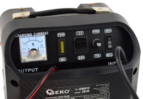 Nabíjačka autobatérii CB-20, 230 V, 12/24 V, poistka 18A, intenzita prúdu 16A 4