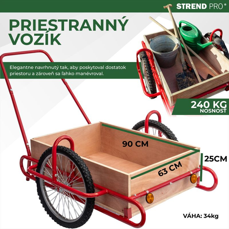 Vozík Optimus, prepravný, s drevenou korbou, max. 240 kg 6