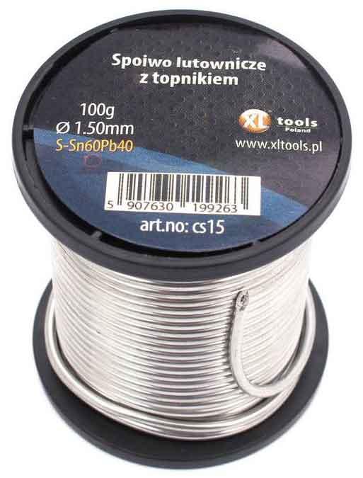 Spájka mäkká Sn60Pb40, priemer 1,5 mm, 100 g, tavidlo SW26, XL-TOOLS