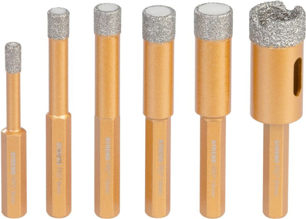 Sada vyrezávačov Strend Pro, diamantová, 6 - 16mm, HEX, plastový box, sada 6 ks 1
