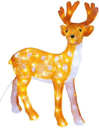 Dekorácia MagicHome Vianoce, Jeleň, sob, 80x LED, studená biela, akryl, IP44, exteriér, 46x27x63 cm