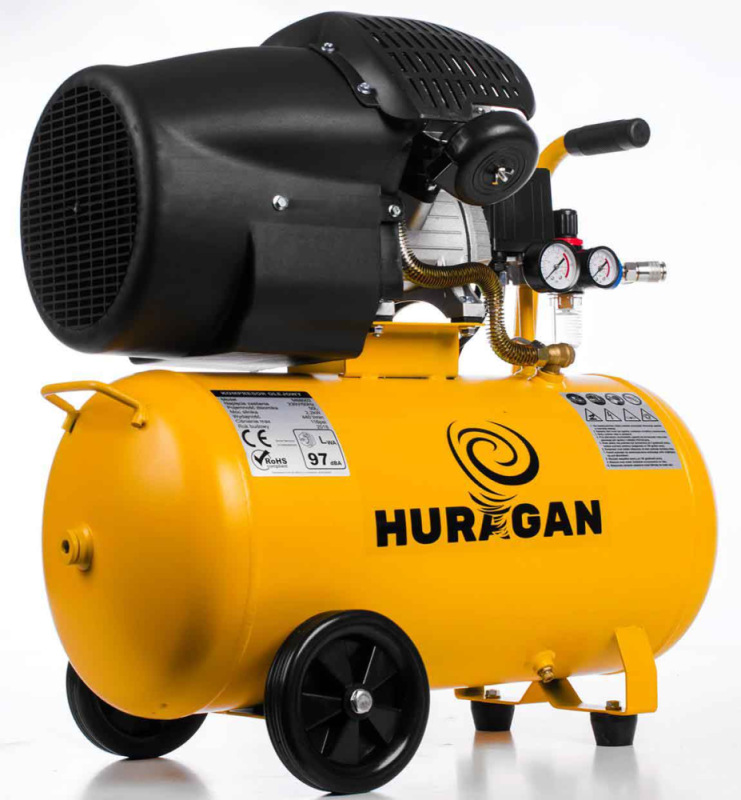 Kompresor olejový 2-piestový 2,2 kW, 440 l/min, 230V, vzdušník 50 litrov, HURAGAN 1