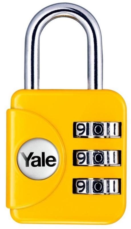 Zámok Yale YP1/28/121/1, visiaci, cestovný, s číselnou kombináciou, žltý