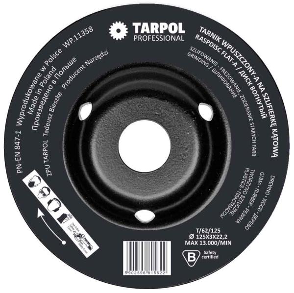 Rašpľa zapustená 125 x 3 x 22,2 mm stredný zub, TARPOL, T-62 2