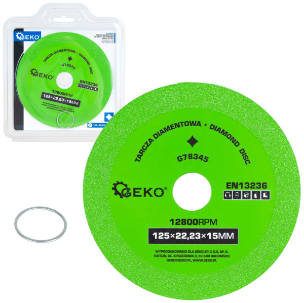 Rezný diamantový kotúč na sklo 125 x 22,2 x 15 mm, GEKO 1
