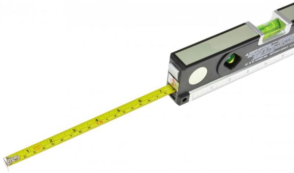 Laserová vodováha 245 mm, podsvietená, 3 libely, zvinovací meter 1,5 m, GEKO