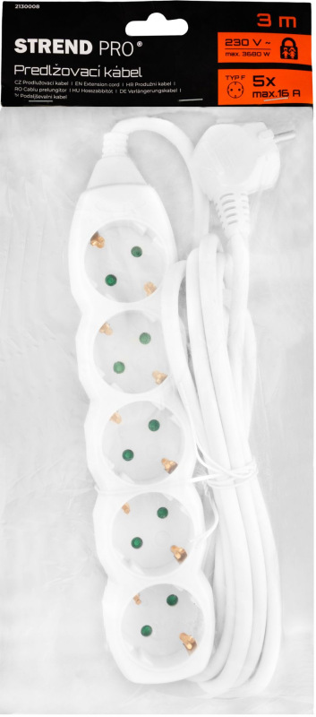 Cable GERMAN socket Strend Pro DG-805B 3,00 m, 5 sockets, HU, RO, SRB, CRO 1