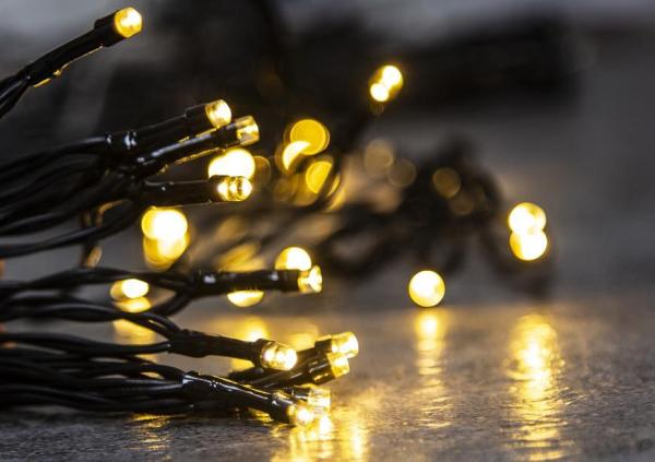 Reťaz MagicHome Vianoce CEIBO, 96 LED teplá biela, 8 funkcií, časovač, 3xAA, exteriér, osvetlenie, L