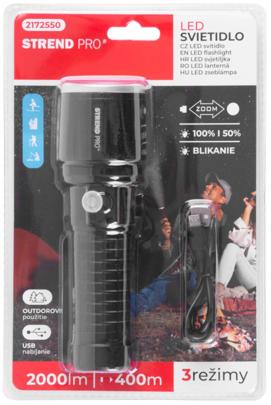 Svietidlo Strend Pro Flashlight F3011, 20W P50, ZOOM, 2000 lm, USB nabíjanie, vodeodolné 6