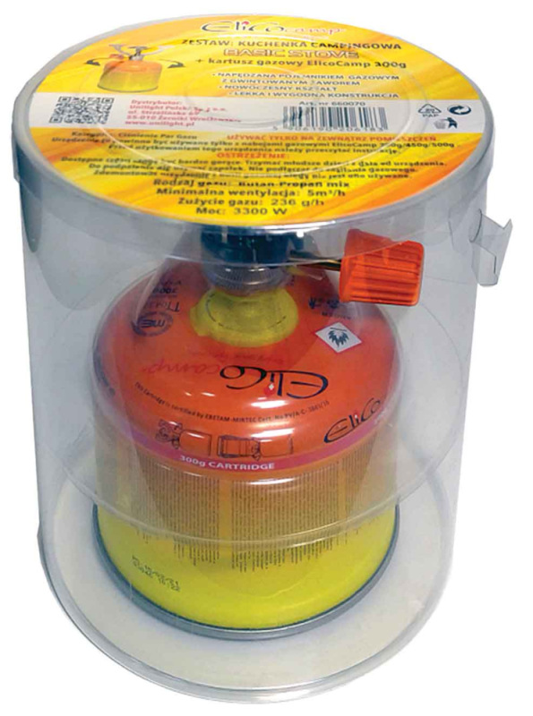 Sada: kempingový varič BASIC s reguláciou +300g kartuša, pripojenie na závit 7/16", ELICO 2