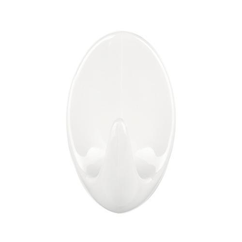 Háčik tesa® Permanent, ovál L, samolepiaci vešiak do kúpelne, biely lesklý plast, bal. 2ks