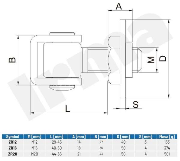 Nastaviteľný záves pre zváranie M16, XL-TOOLS, číslo colného sadzobníka 7308 9098 8