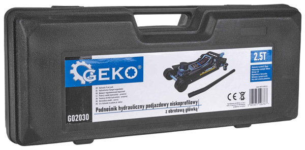 Zdvihák hydraulický pojazdný nízky 2.500 kg, 85-380 mm, kufrík, GEKO 14
