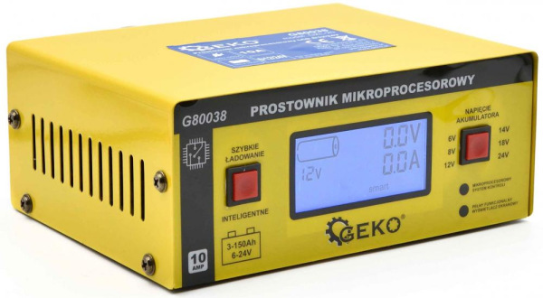 Nabíjačka batérii mikroprocesorová LCD 6/12V, 6-150 Ah, nabíjací prúd 15 A, GEKO 2