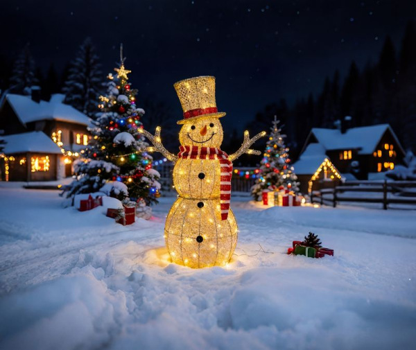 Dekorácia MagicHome Vianoce, snehuliak, 100x LED teplá biela, exteriér, 34x73x120 cm 1