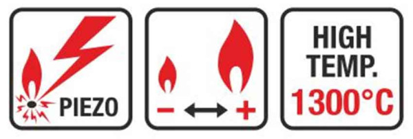 Spájkovacia lampa s piezo zapaľovačom a kartušou 220g, otočný uzáver, ELICO 3