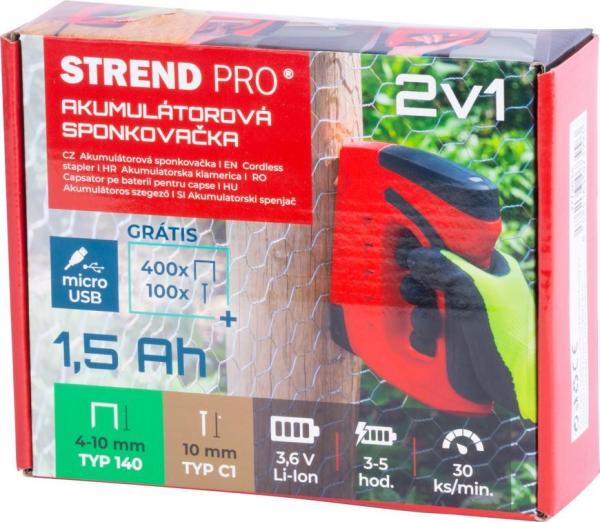 Sponkovačka Strend Pro J-126, 3,6 V, Li-ion, spony 6-10 mm, klince 10 mm 6