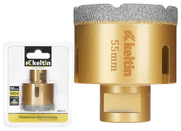 Vrták diamantový korunkový, závit M14 do uhlovej brúsky priemer 55 mm, GEKO 1