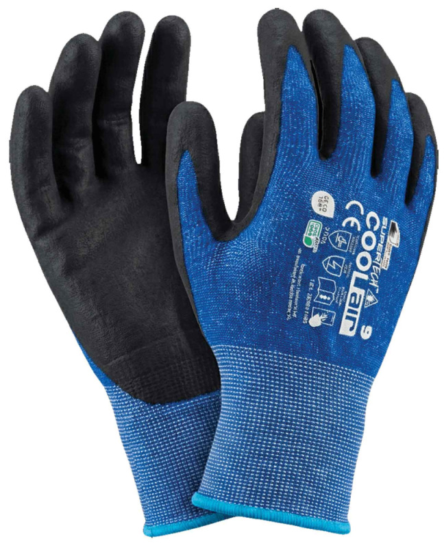 Ochranné rukavice SUPER TECH COOL AIR, úplet coolmax so spandexom, modré, veľkosť 9