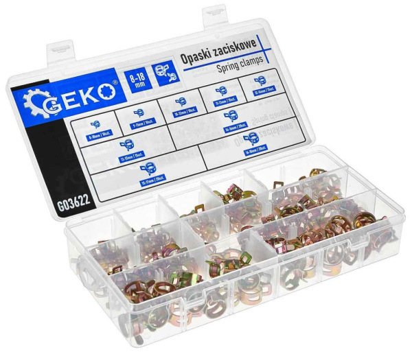 Sada pružných svoriek 8-18 mm, 135-dielna, GEKO 2