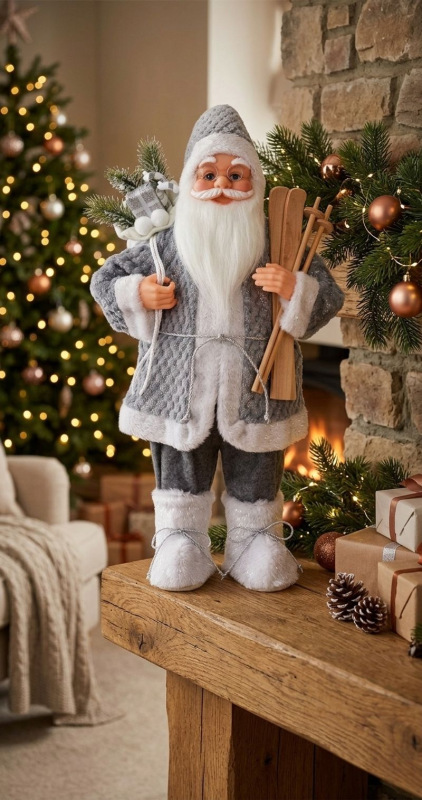 Dekorácia MagicHome Vianoce, Santa stojaci, s lyžami, 60 cm 1