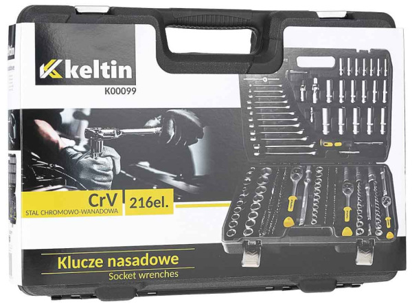 Gola sada 1/2" a 3/8" a 1/4", 216-dielna v plastovom kufri, KELTIN 5