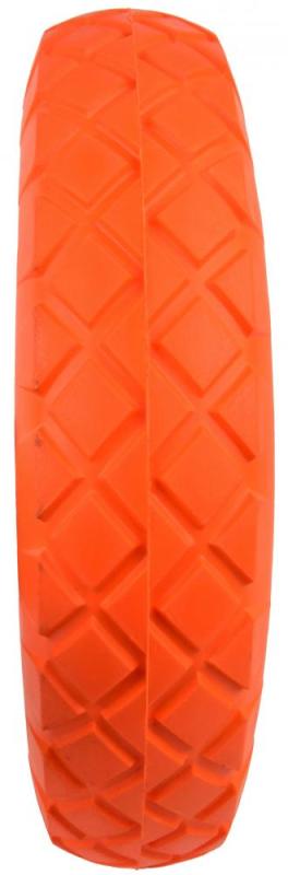 Polyuretánové plné koleso, otvor 12 mm, priemer 39 cm, šírka 9,5 cm, oranžové, s oskou