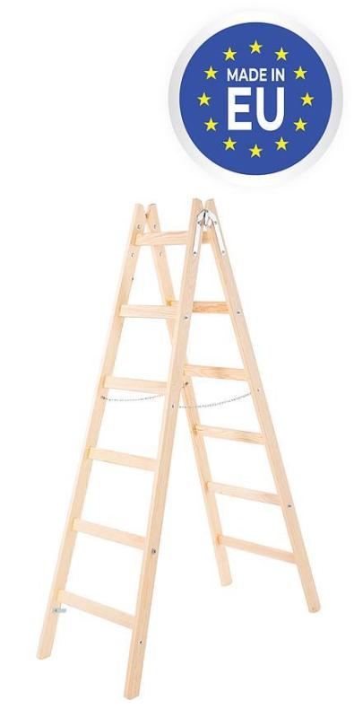 Rebrík Strend Pro, 6 priečkový, drevené štafle, 1,90 m, max. 150 kg