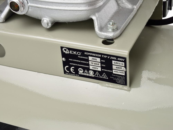 Kompresor olejový 3-piestový 4,0 kw, 400 V, 490 l/min, vzdušník 200 litrov, GEKO 1