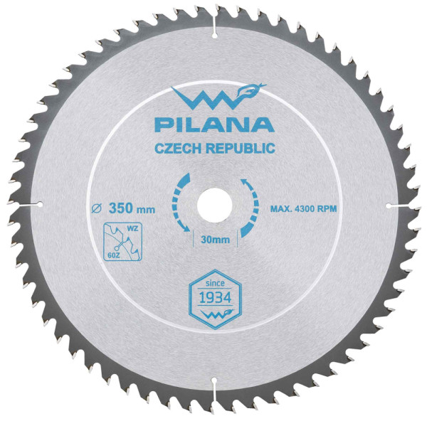Pílový kotúč s SK plátkami 350x3,0x30 zuby 60 WZ, PILANA
