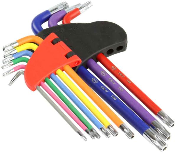 Sada farebných TORX kľúčov T10-T50, 9-dielna, MAR-POL