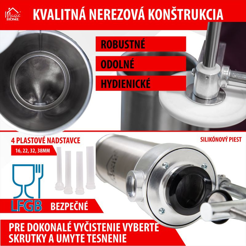 Plnička MagicHome SM206, na klobásy a jaternice, vertikálna, 3 kg, ručná 4