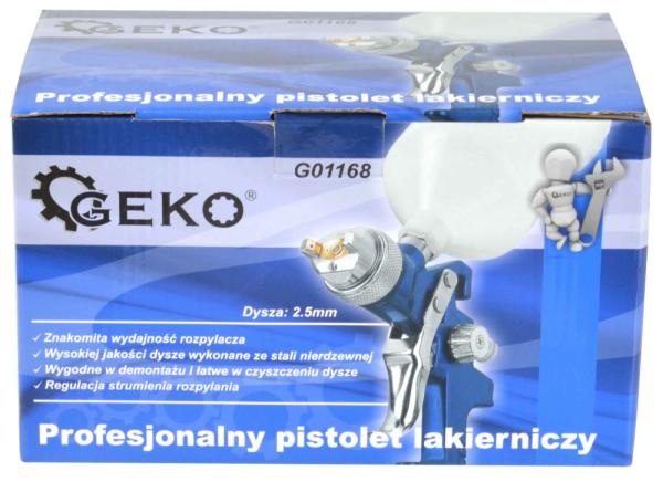 Striekacia pištoľ HVLP s hornou nádobkou 600ml, tryska 2.5mm, GEKO 4