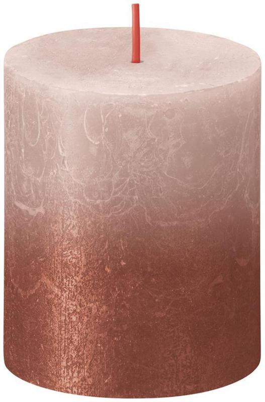Sviečka Bolsius Rustic, valcová, vianočná, Sunset Misty Pink+ Amber, 80/68 mm