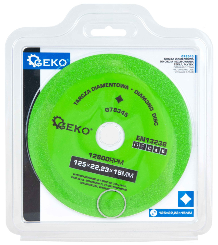 Rezný diamantový kotúč na sklo 125 x 22,2 x 15 mm, GEKO 3