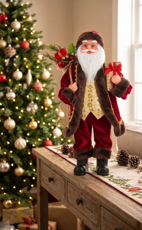 Dekorácia MagicHome Vianoce, Santa s darčekmi, 60 cm 1