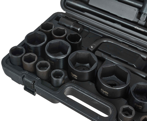 Gola sada s úderovými hlavicami 3/4" a 1", 26-dielna, 17-65 mm, 6-HRAN, kufor, KELTIN 4