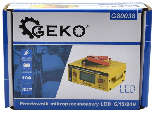 Nabíjačka batérii mikroprocesorová LCD 6/12V, 6-150 Ah, nabíjací prúd 15 A, GEKO 4