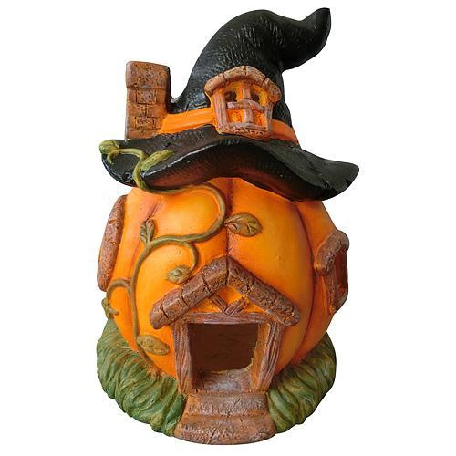Dekorácia MagicHome Nature, Tekvica, domček s klobúkom, keramika, 31 cm