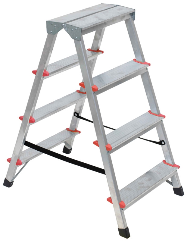 Schodíky hliníkové obojstranné - 4 stupne, 78 cm, nosnosť 120 kg, VASKO