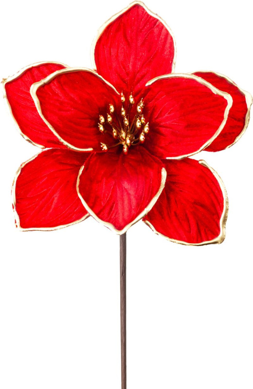 Kvet MagicHome Vianoce, magnólia, červený, 13,5 cm, veľkosť kvetu: 19 cm